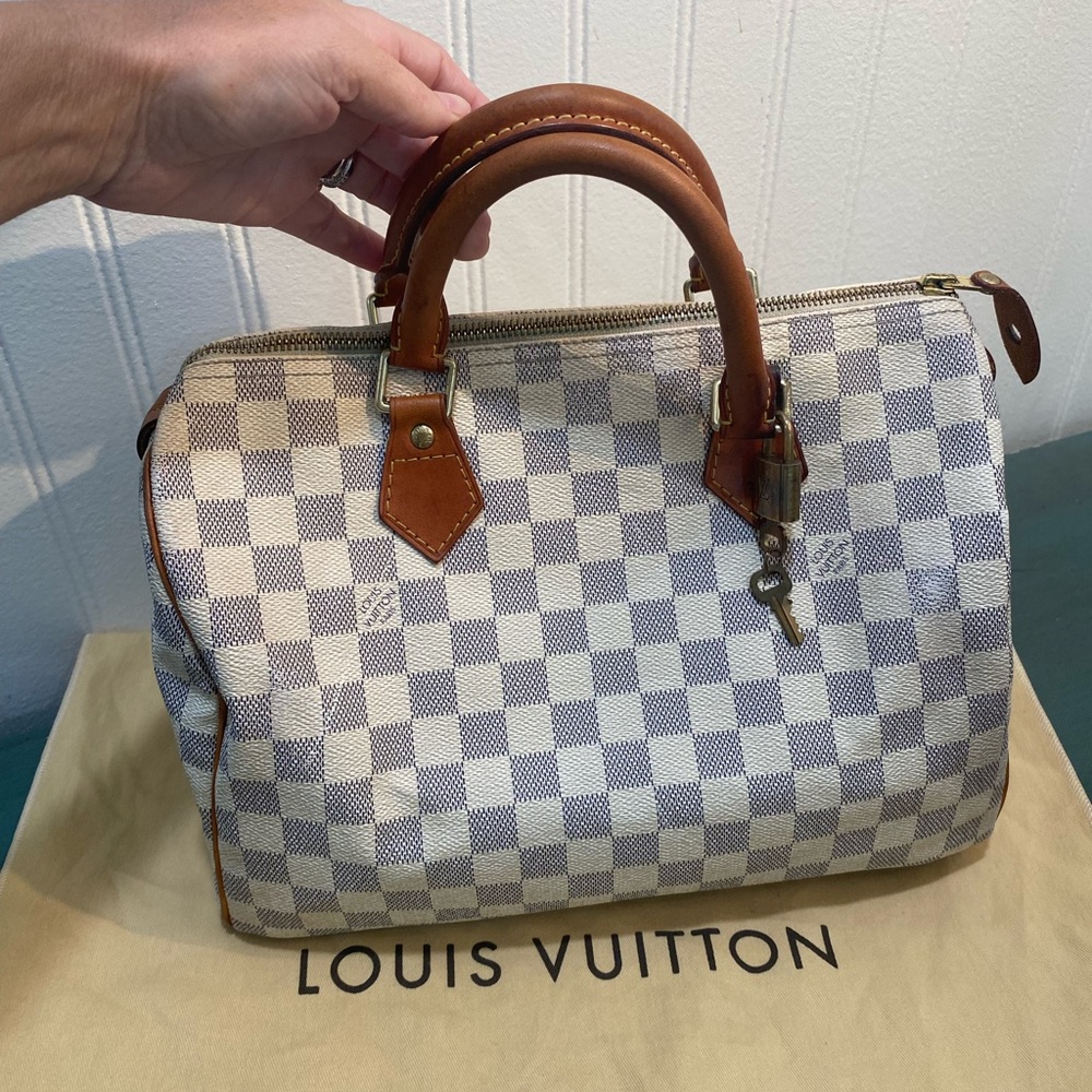 Authentic Louis Vuitton Speedy 30 Damier Azur